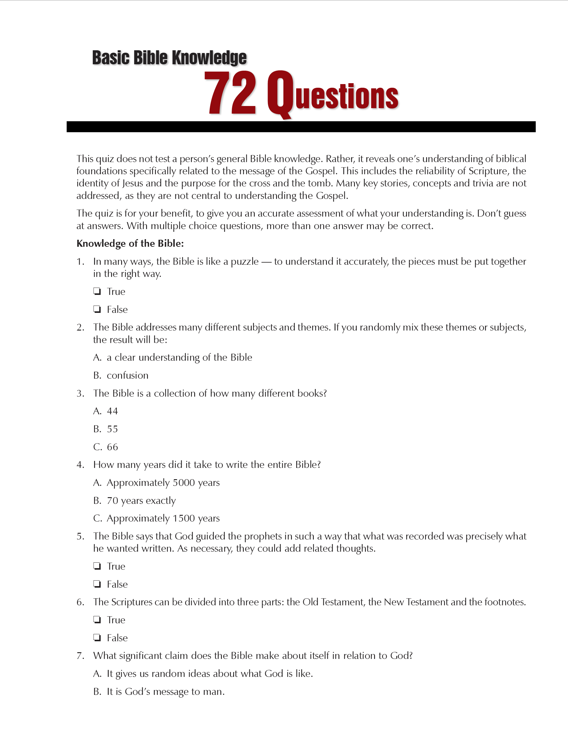 Basic Bible Knowledge Questions The GoodSeed Blog