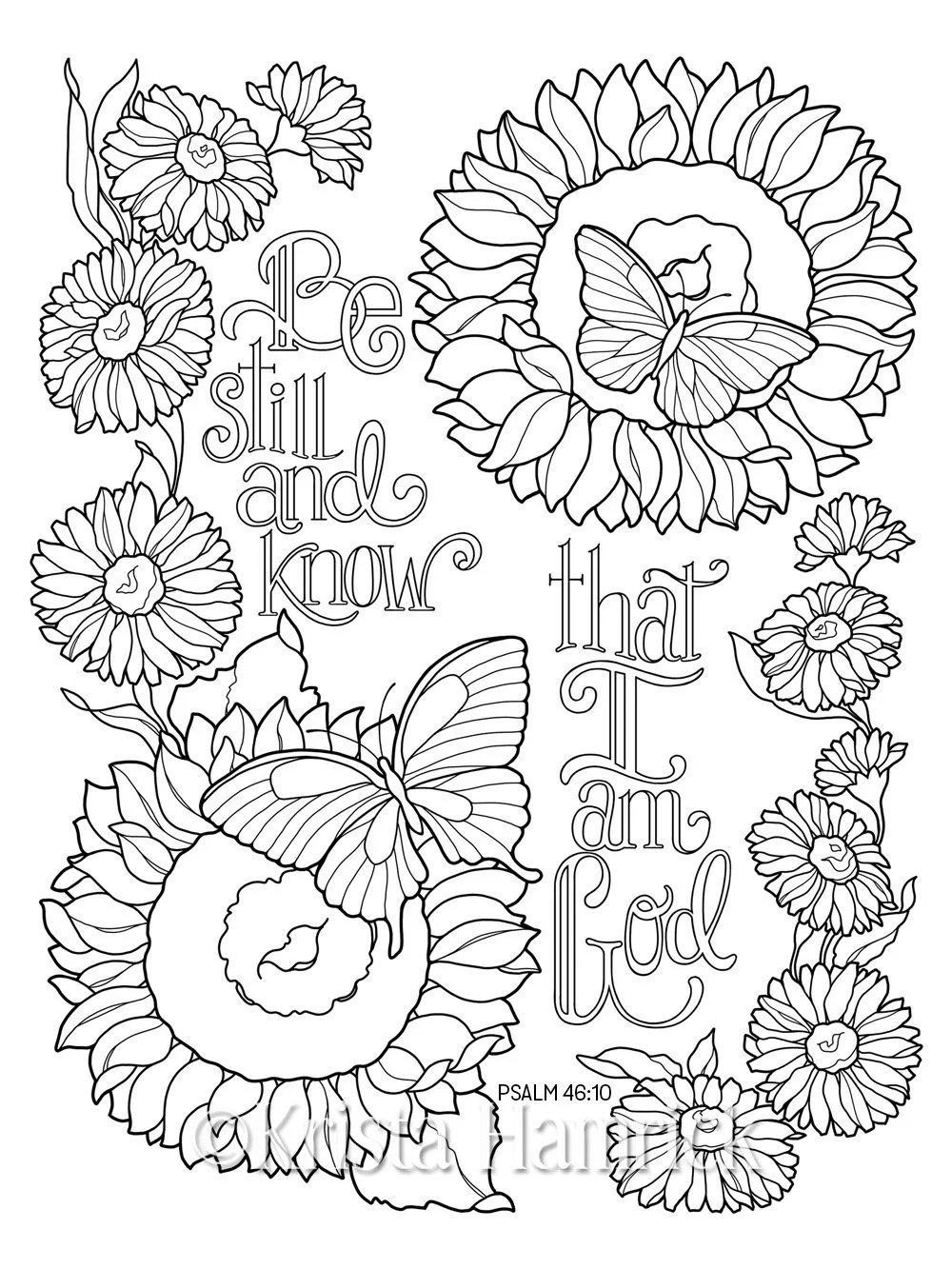 Be Still And Know Coloring Page In Two Sizes 8 5X11 Bible Journaling Tip in 6X8 Etsy