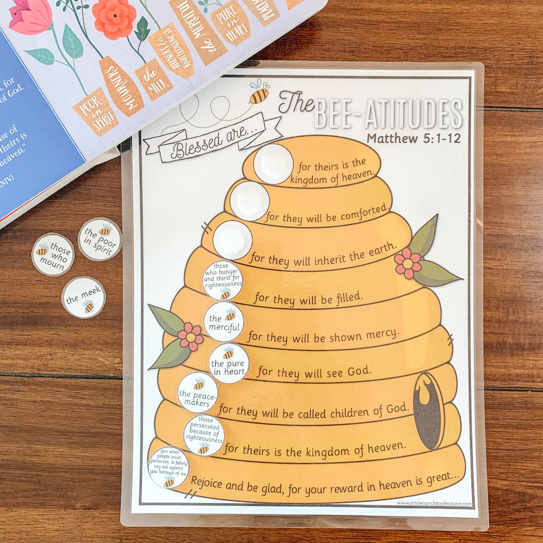 Beatitudes Kids Activity Printable Bible Verse Game Bible Study For Children Memory Verse Bee Activity Sermon On The Mount Christian Etsy