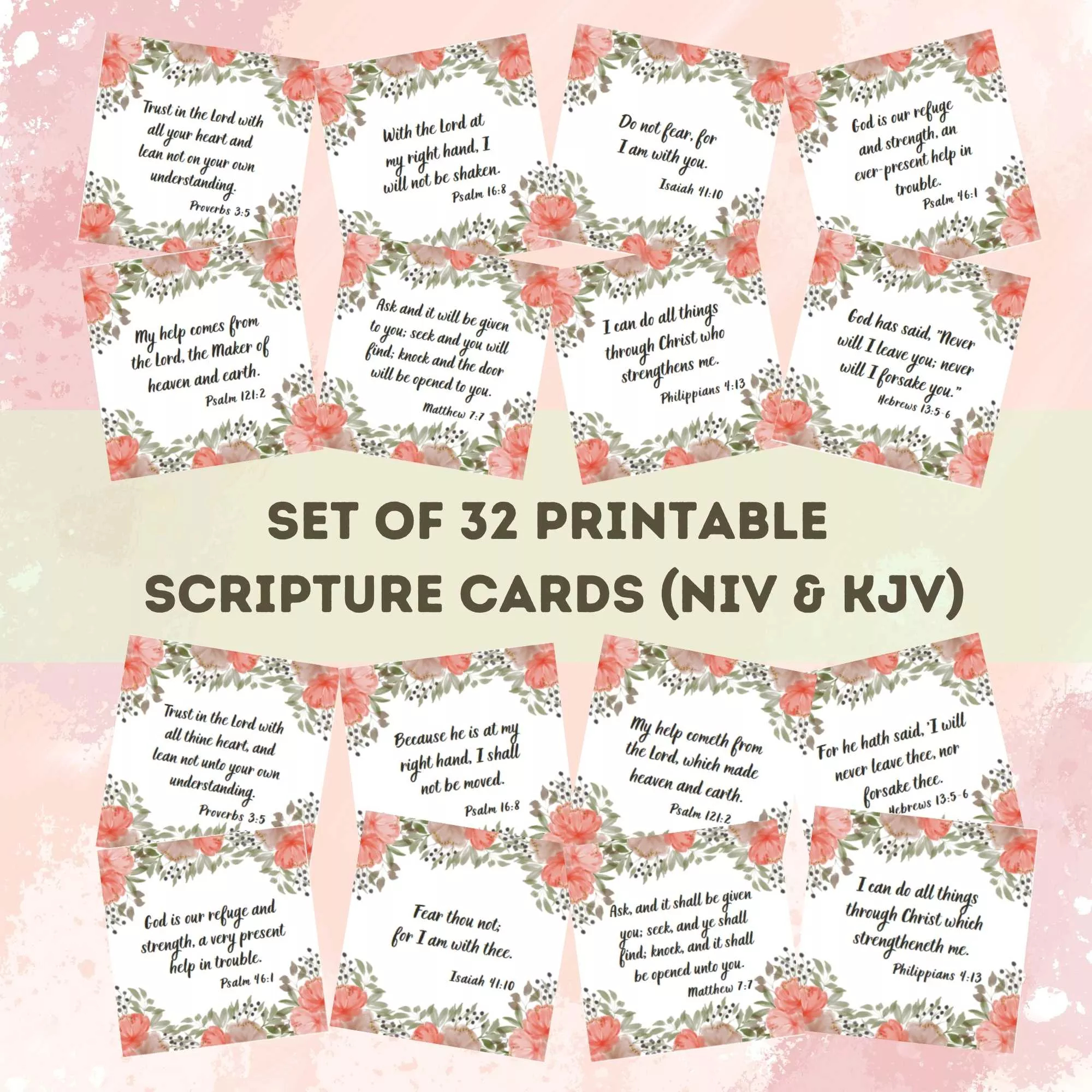 Best Set Of 32 Printable Scripture Cards NIV And KJV