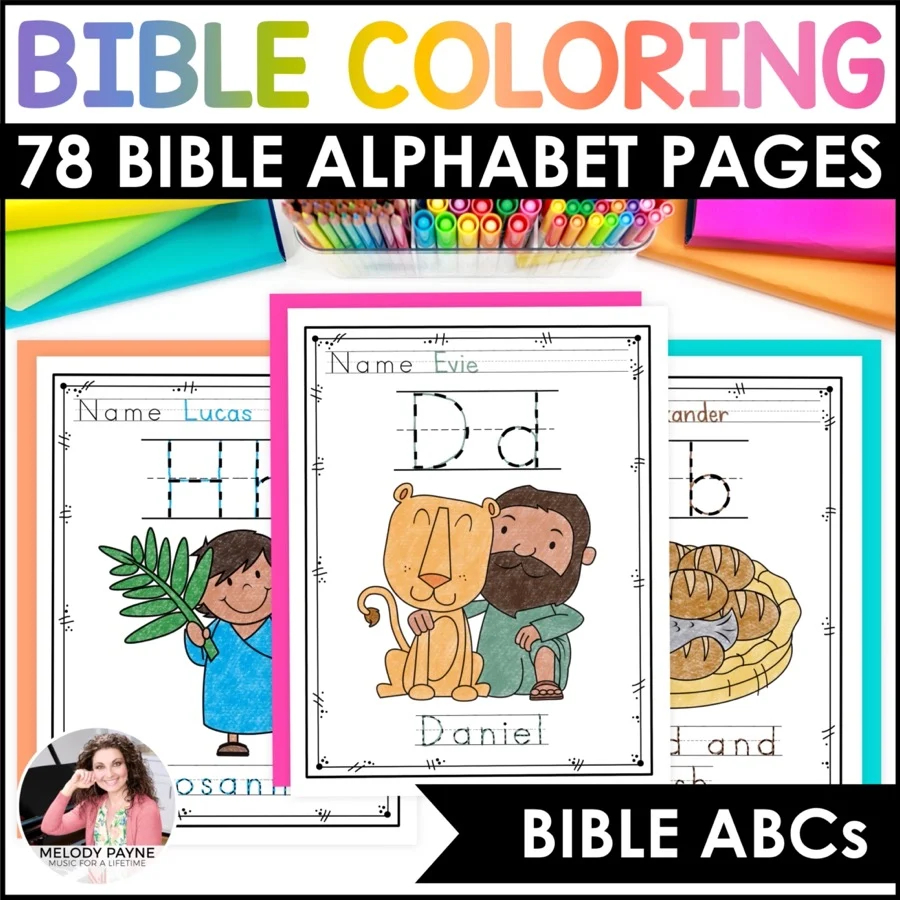 Bible ABC Coloring Book For Preschool 78 Bible Pictures With Handwriting Practice Melody Payne Music For A Lifetime