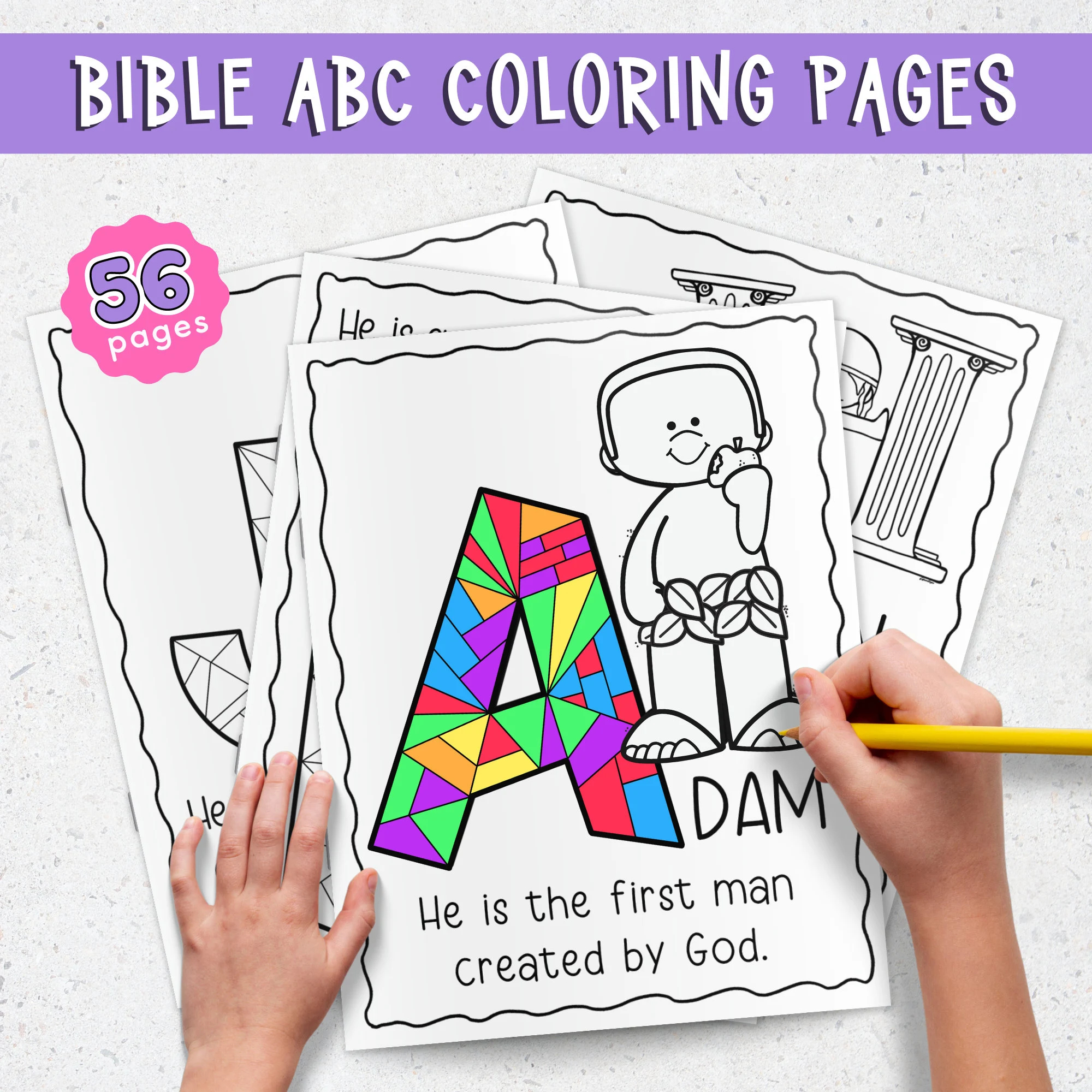 Bible ABC Coloring Pages For Christian Homeschool Families And Sunday School Teachers Printable Bible Themed Alphabet Coloring Activity Etsy