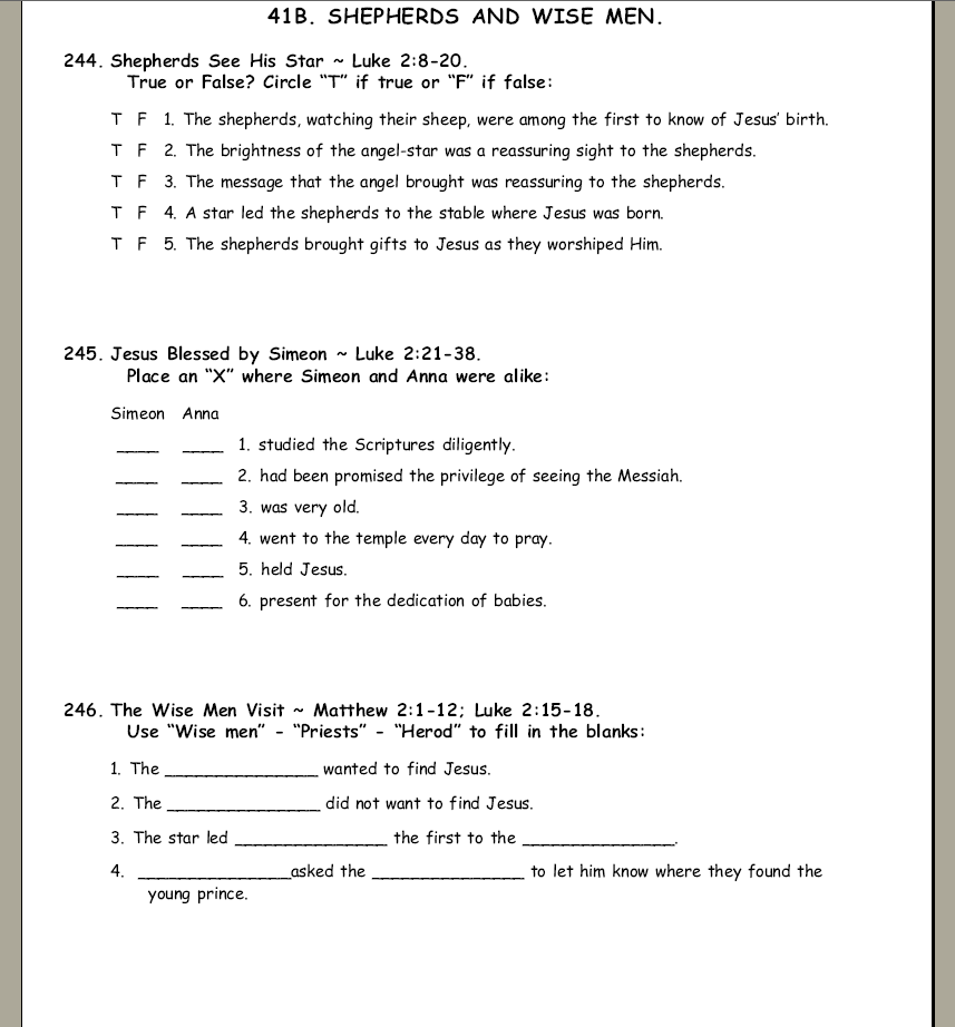 Preschool Bible Study Printable
