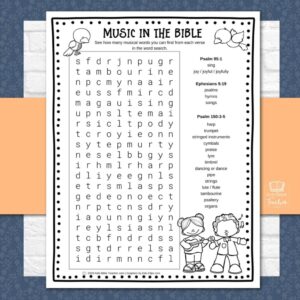 bible activity pages about music kids bible teacher