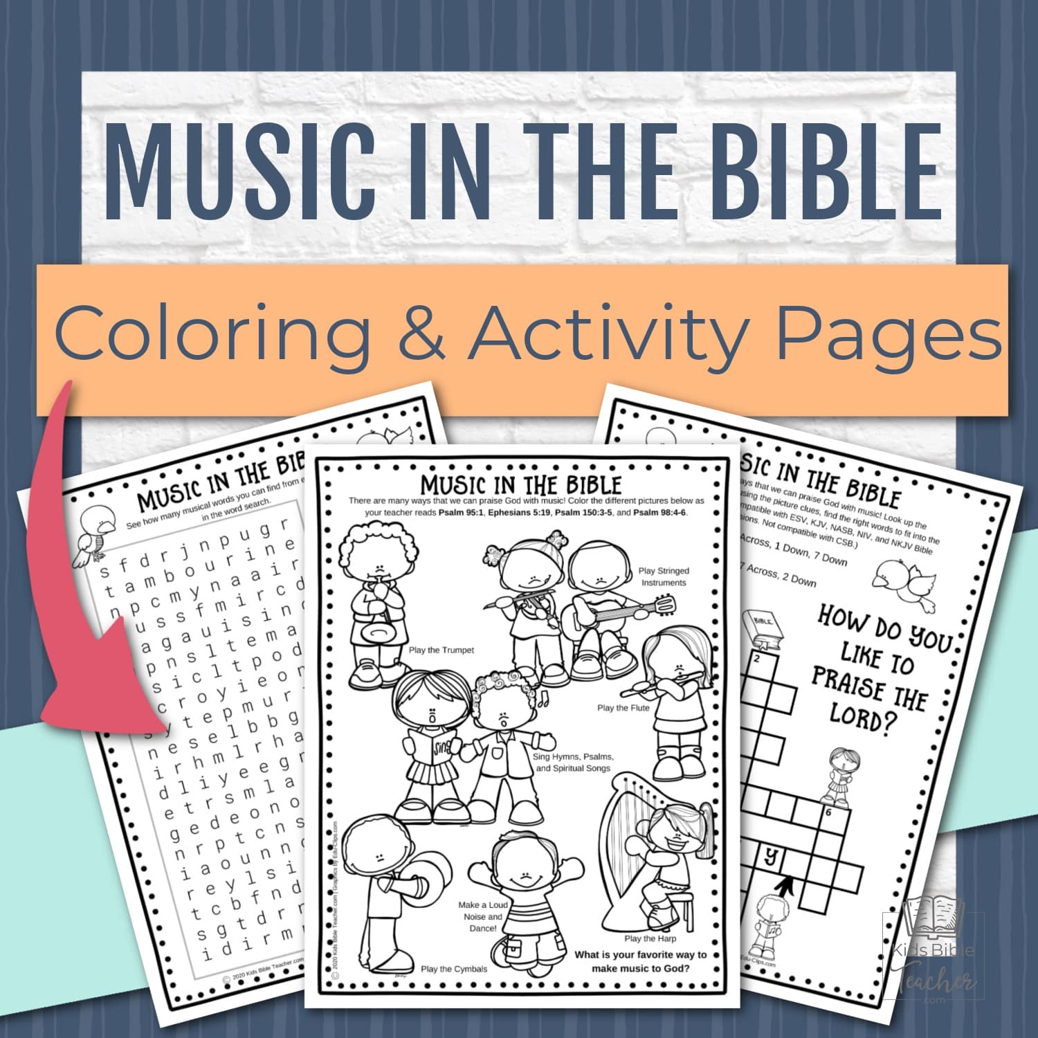 Bible Activity Pages About Music Kids Bible Teacher