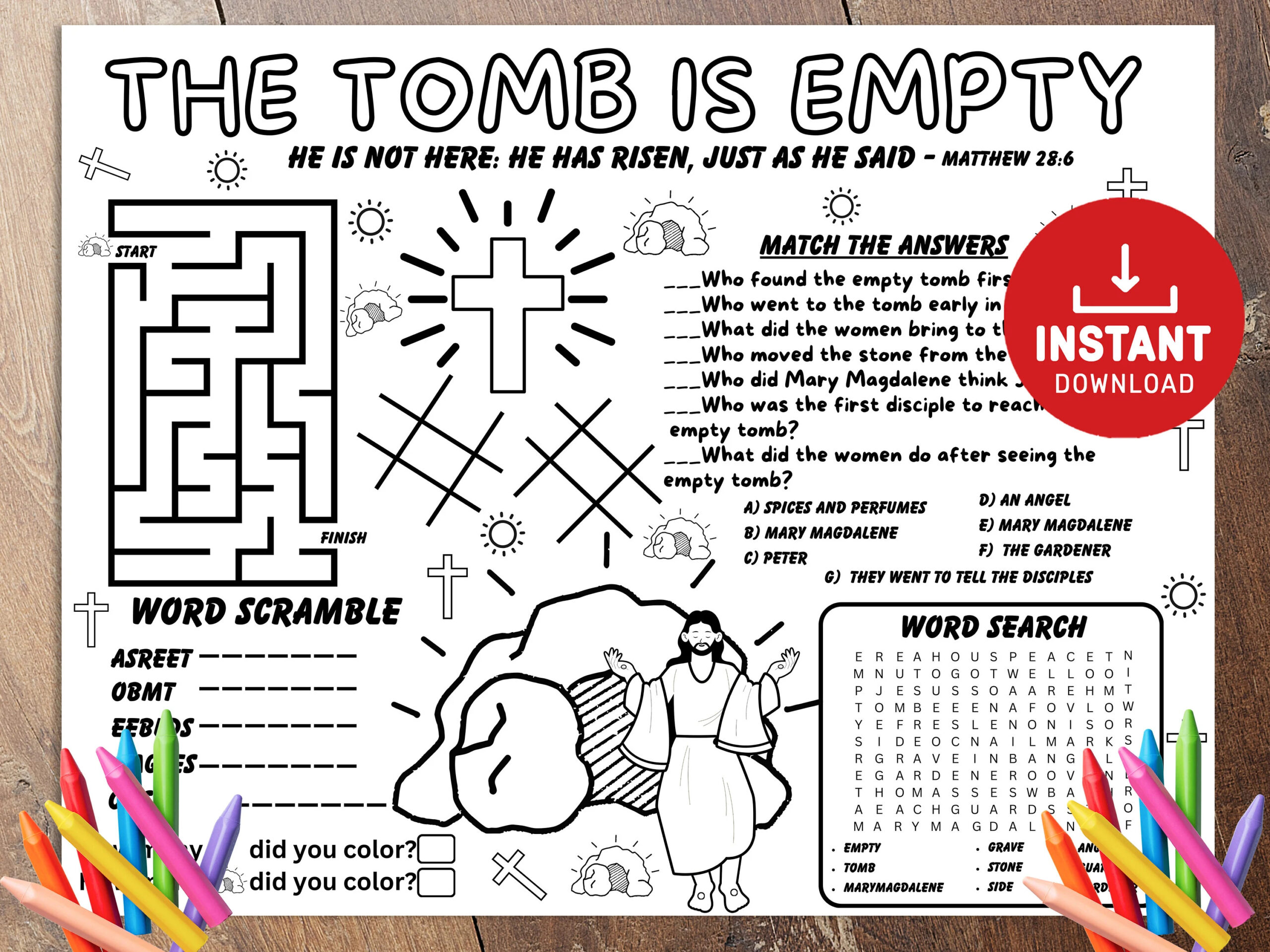 Bible Activity Worksheets For Adults Etsy