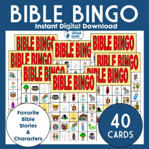 Bible Bingo Download Bible Study Games 40 Bingo Cards Bible Activities Vacation Bible School Games Family Christmas Gift For Minister Etsy