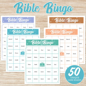 bible bingo printable game 50 cards with bible characters
