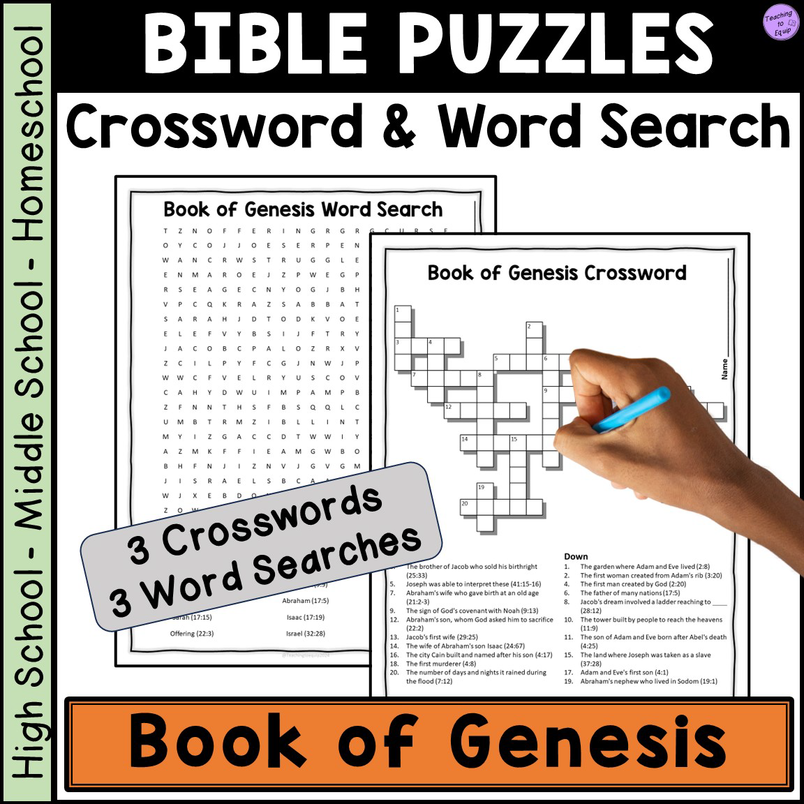 bible book of genesis crossword word search puzzle activities made by teachers