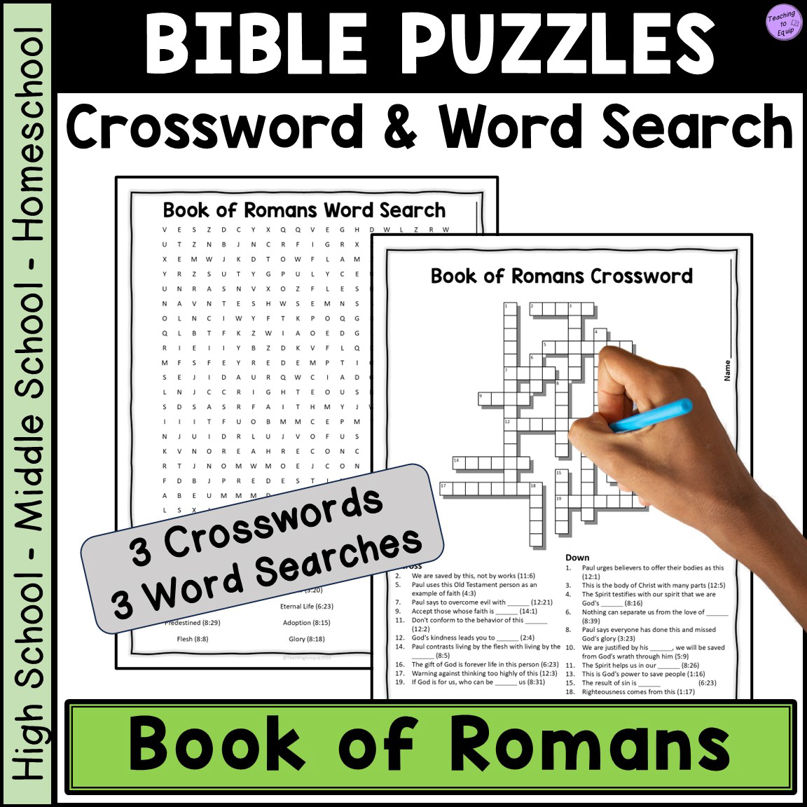Bible Book Of Romans Crossword U0026 Word Search Puzzle Activities Made By Teachers