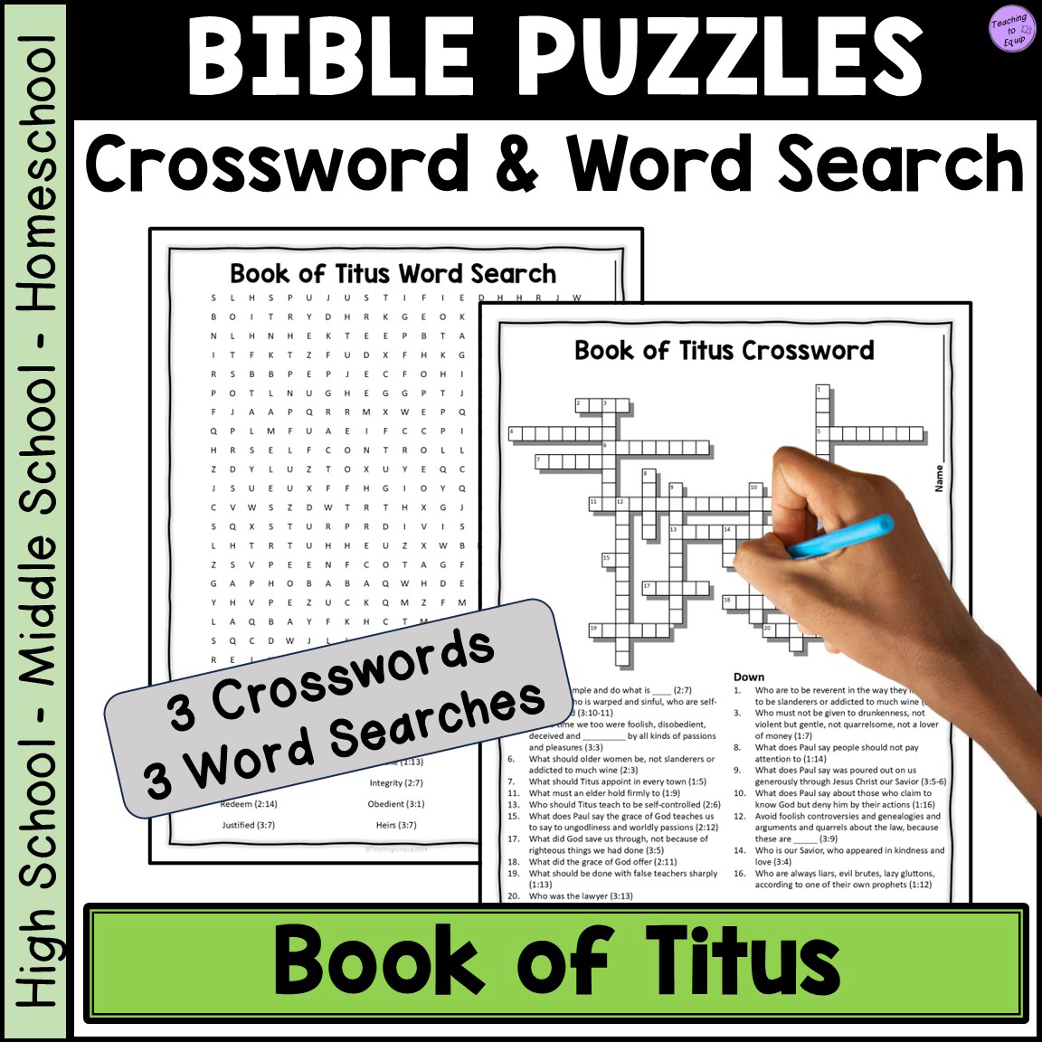 bible book of titus crossword word search puzzle activities made by teachers