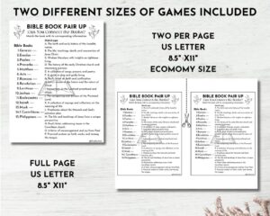 Bible Book Pair Up Bible Books Quiz Bible Trivia Printable Bible Games Fun Christian Games Sunday School Family Game Etsy