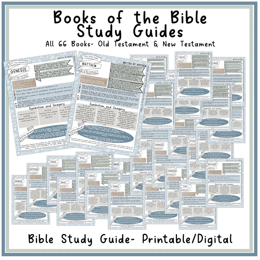 Bible Book Summary Guide Printable Bible Books Student Summary Lesson For Each Book Of The Bible Old New Testament Digital Study Tool Etsy