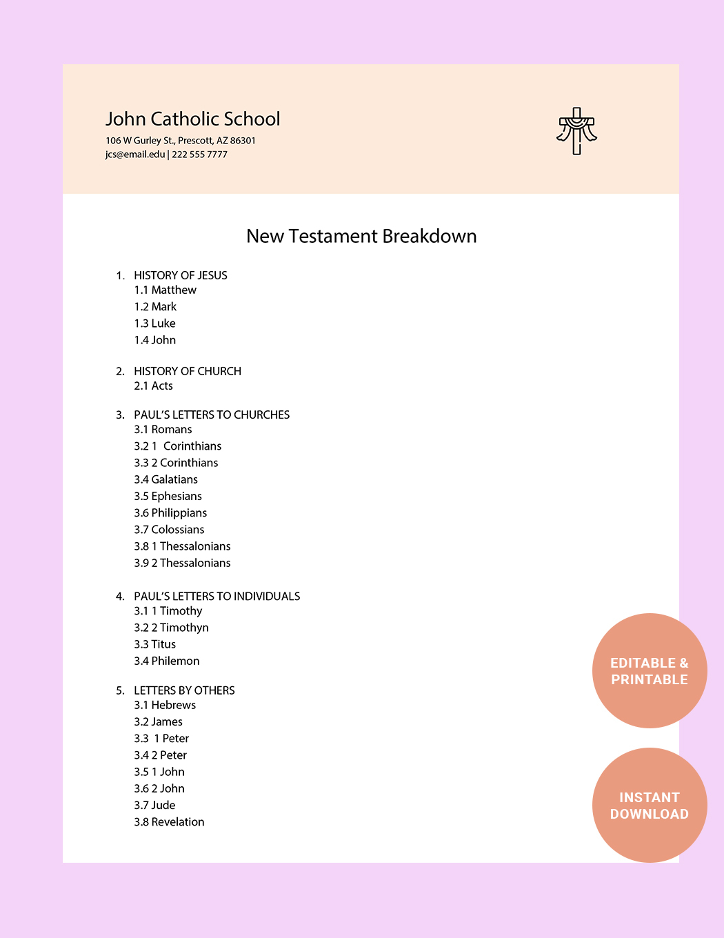 Free Printable Bible Breakdowns