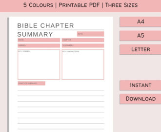 Bible Chapter Summary Bible Study Journal Sheet Chapter Pages Scripture Study Journal Bible Journaling PDF A4 A5 Letter Etsy