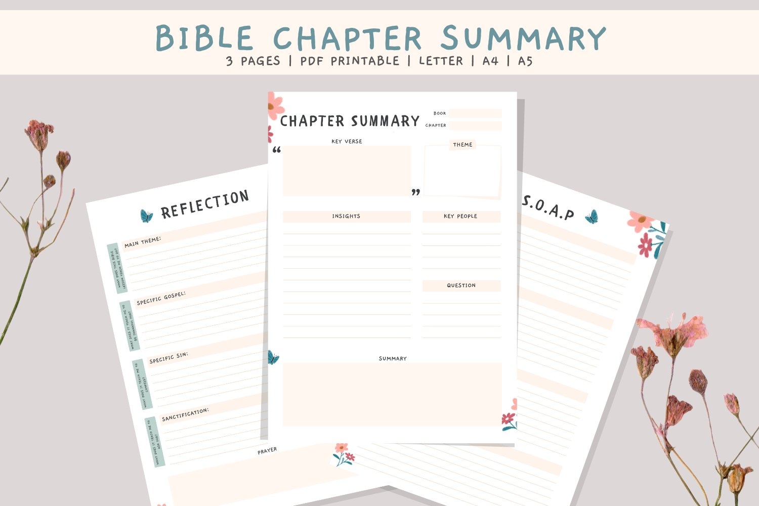 Bible Chapter Summary Template Bible Study Bundle