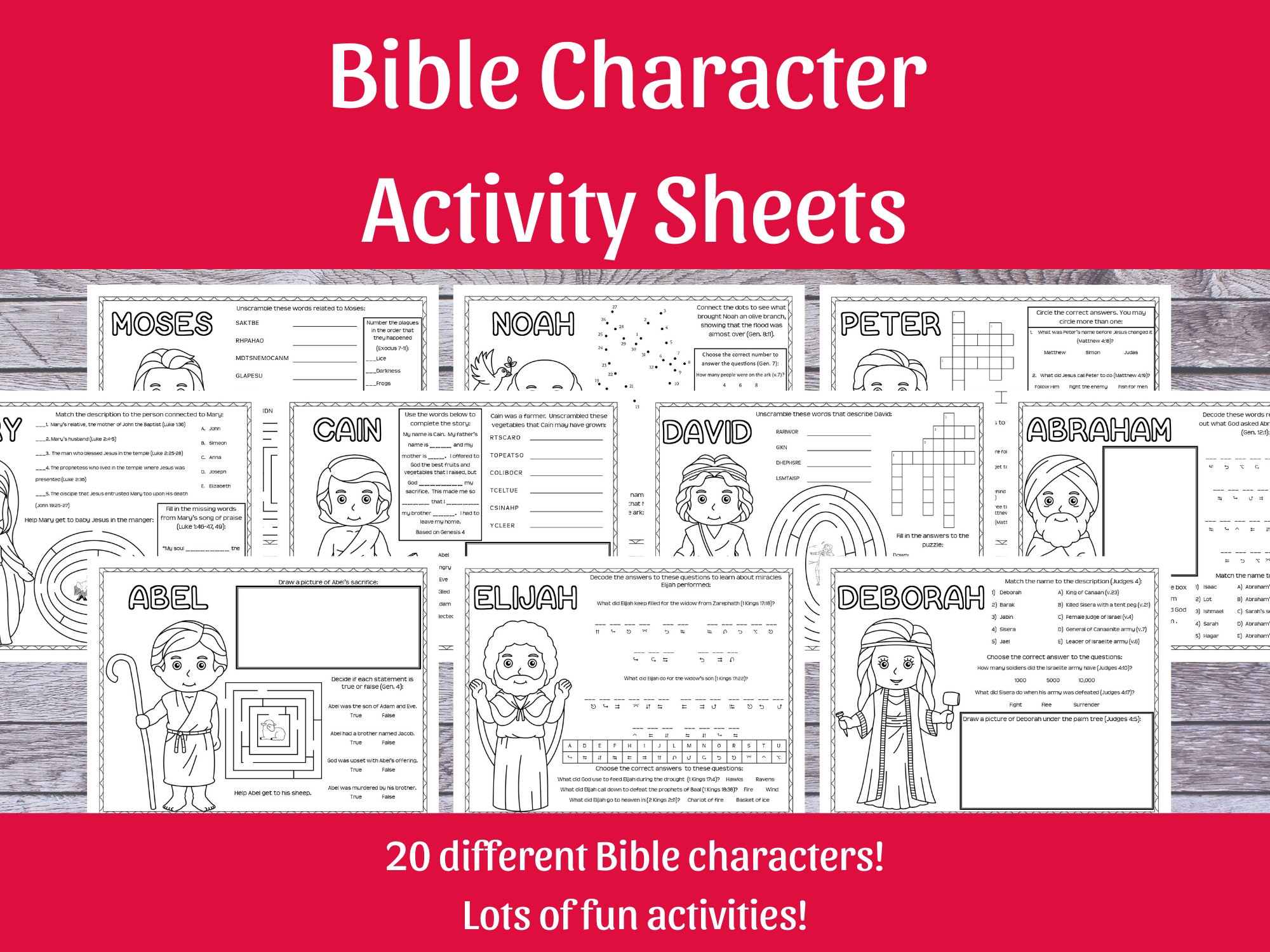 Bible Character Activity Pages She Lives Worthy