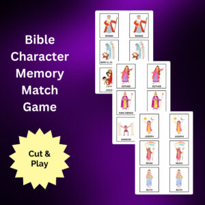 Bible Character Memory Match Game Biblical Printable Cards Kids Bible Lesson PDF Sunday School Activity Christian Adult Game A4 Sheets Etsy
