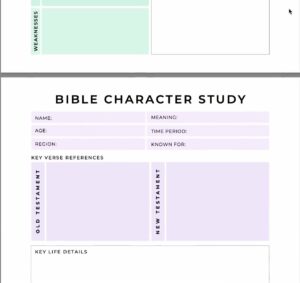 Bible Character Shop Study Printable Template