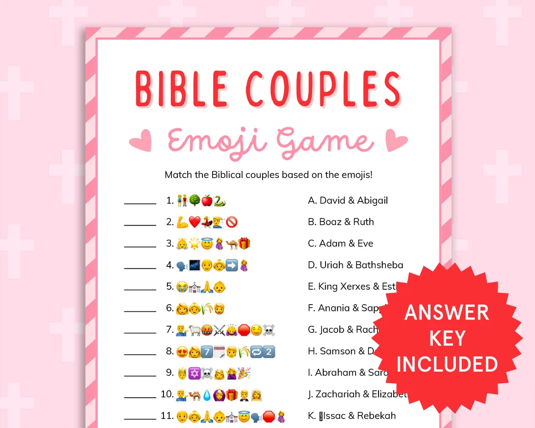 Bible Couples Emoji Game Bible Emoji Pictionary Church Valentines Day Kids Bible Study Womens Ministry Printable Christian Games For Adults Etsy