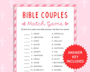 Bible Couples Match Game Bible Games For Kids Adults Church Valentines Day Fun Church Party Games Womens Ministry Printable Christian Games Etsy