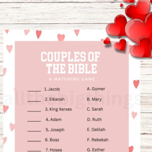 Bible Couples Match Game Valentine Bible Match Party Game Bible Games For Kids Adults Fun Church Party Games Etsy