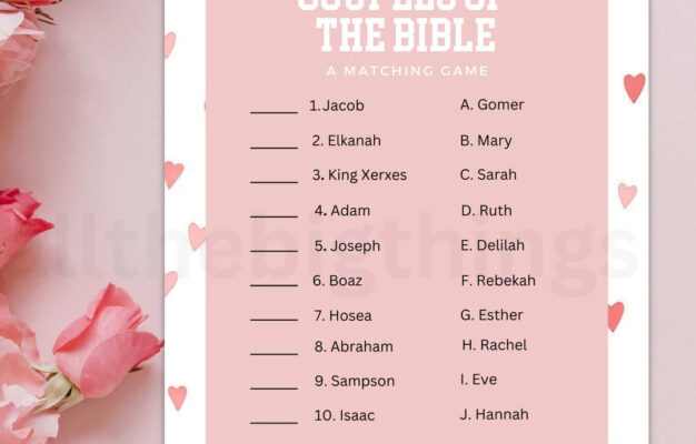 Bible Couples Match Game Valentine Bible Match Party Game Bible Games For Kids Adults Fun Church Party Games Etsy