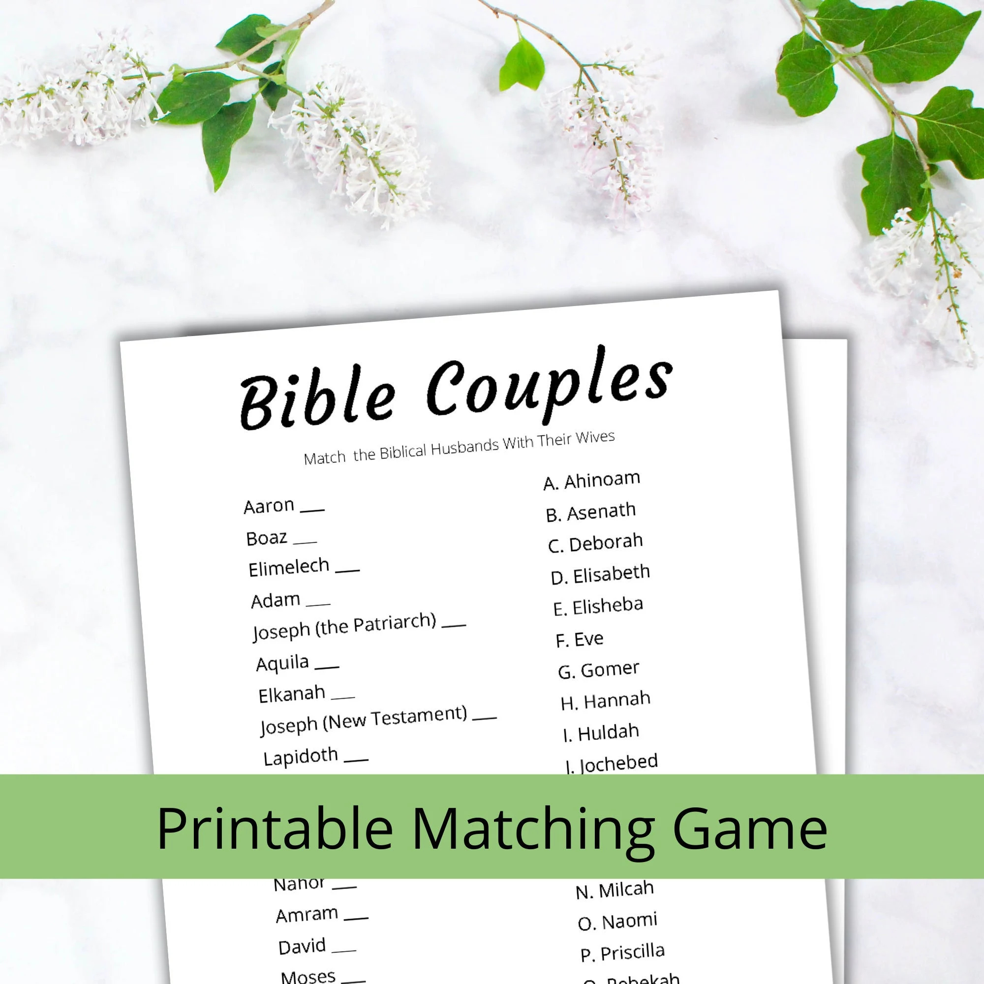Bible Couples Matching Game Christian Wedding Shower Printables minimalist PDF Letter Size 8 5x11 Etsy