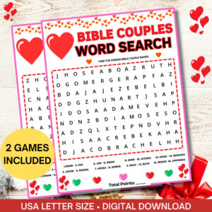 Bible Couples Word Search Printable valentine s Day Party Game sunday School Bible Study church Group Game adult kids women Ministry Games Etsy