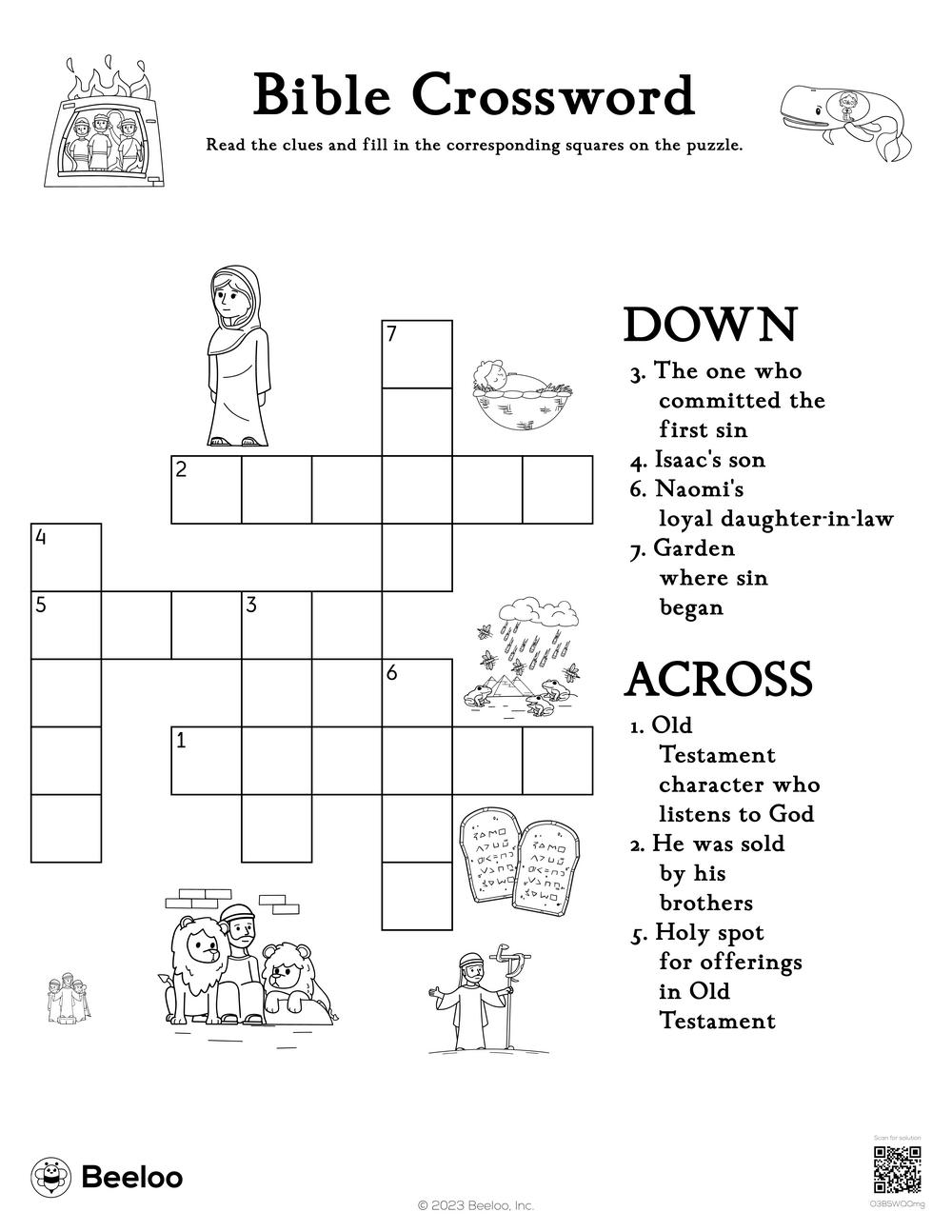 bible crossword beeloo printable crafts and activities for kids