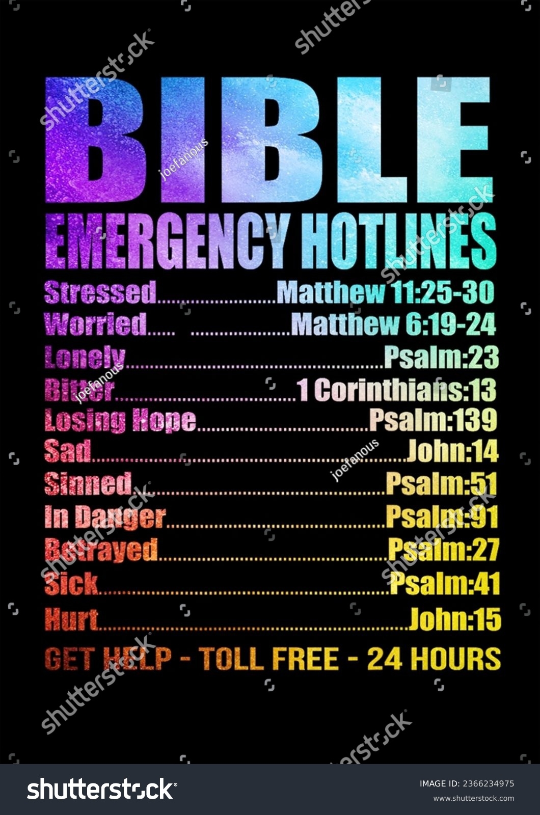 Bible Emergency Hotline Numbers Study Stock Illustration 2366234975 Shutterstock