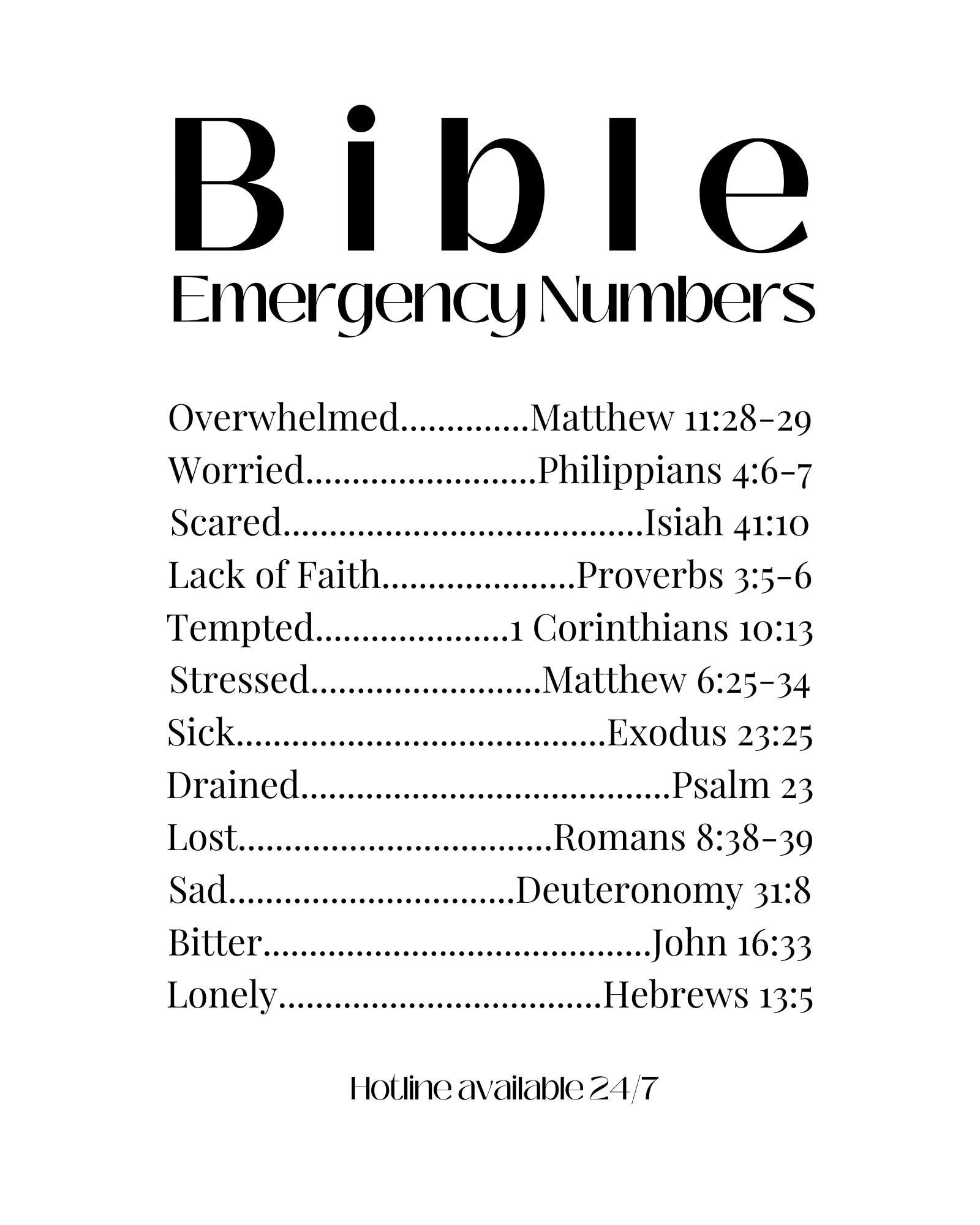 Bible Emergency Numbers A Helpful Resource