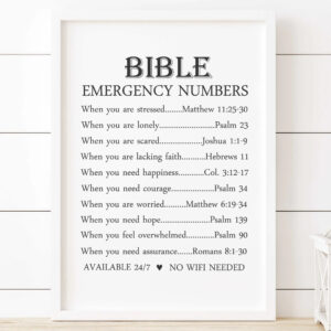 Bible Emergency Numbers Best Christian Art Give It To God Don t Lose Hope Lonely Stress Relief Gift Worried Psalms Bible Verses TLC Etsy