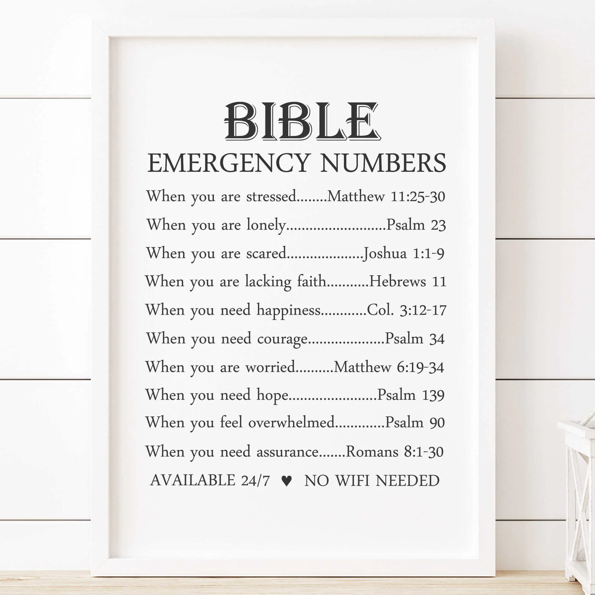 Bible Emergency Numbers Best Christian Art Give It To God Don t Lose Hope Lonely Stress Relief Gift Worried Psalms Bible Verses TLC Etsy