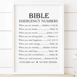 Bible Emergency Numbers Best Christian Art Give It To God Don t Lose Hope Lonely Stress Relief Gift Worried Psalms Bible Verses TLC Etsy