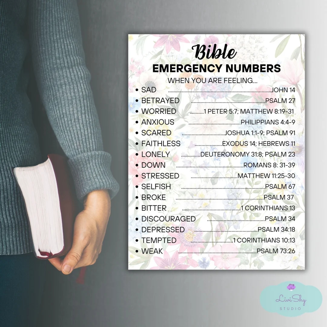 Bible Emergency Numbers Bible Printable Bible Gift Church Gift Etsy