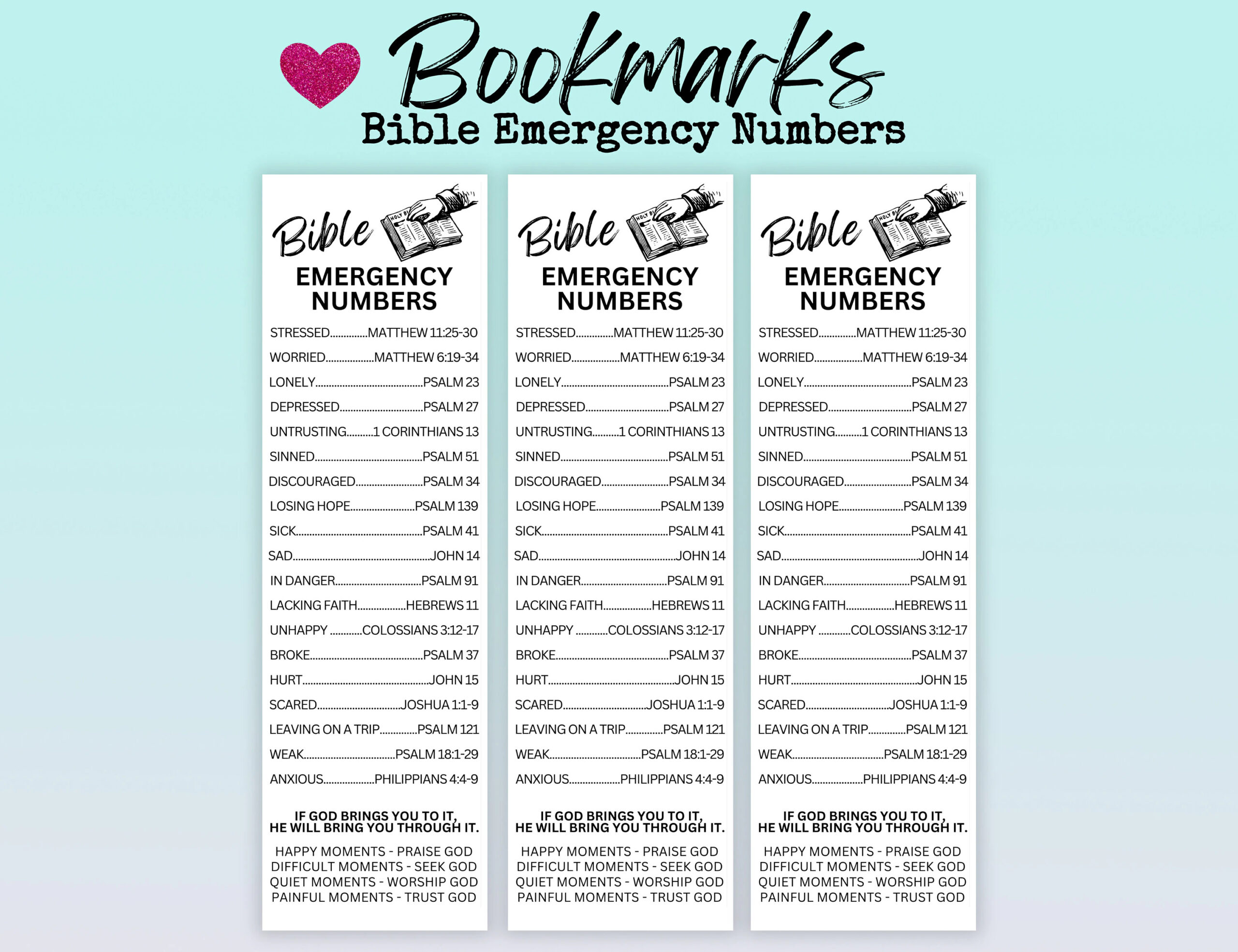 Bible Emergency Numbers Bookmark Printable Emergency Bible Verse Bookmark Scripture Emergency Numbers Bible Verse Phone Numbers Bookmark Etsy