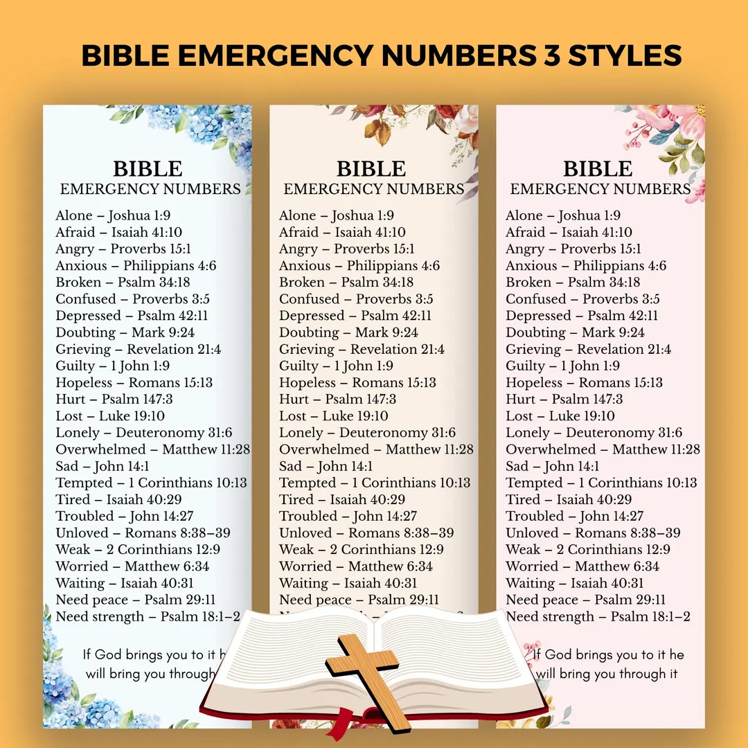 Bible Emergency Numbers Bookmark Printable Emergency Bible Verse Bookmark Scripture Emergency Numbers Bible Verse Phone Numbers Bookmark Etsy