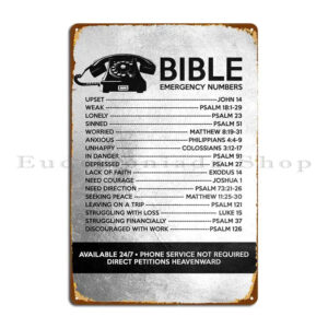Bible Emergency Numbers Metal Plaque Designer Design Cinema Wall Cave Printing Tin Sign Poster AliExpress
