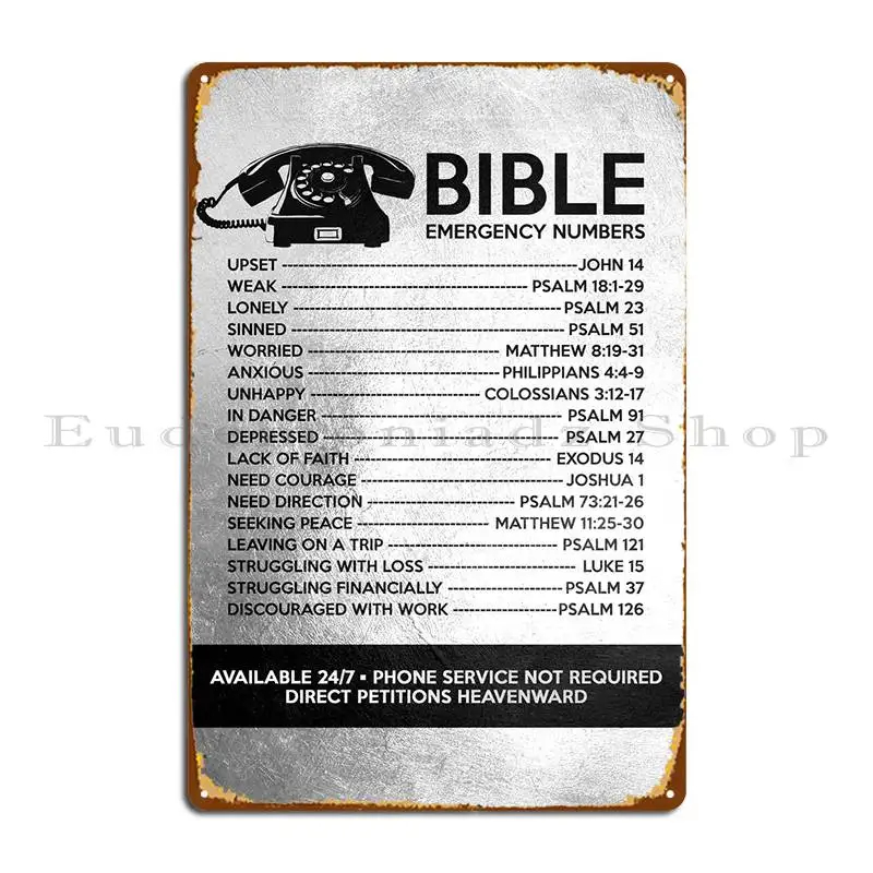 Bible Emergency Numbers Metal Plaque Designer Design Cinema Wall Cave Printing Tin Sign Poster AliExpress