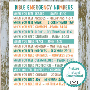 Bible Emergency Numbers Printable Emergency Bible Numbers Emergency Numbers Bible Verses Emergency Bible Scriptures Etsy