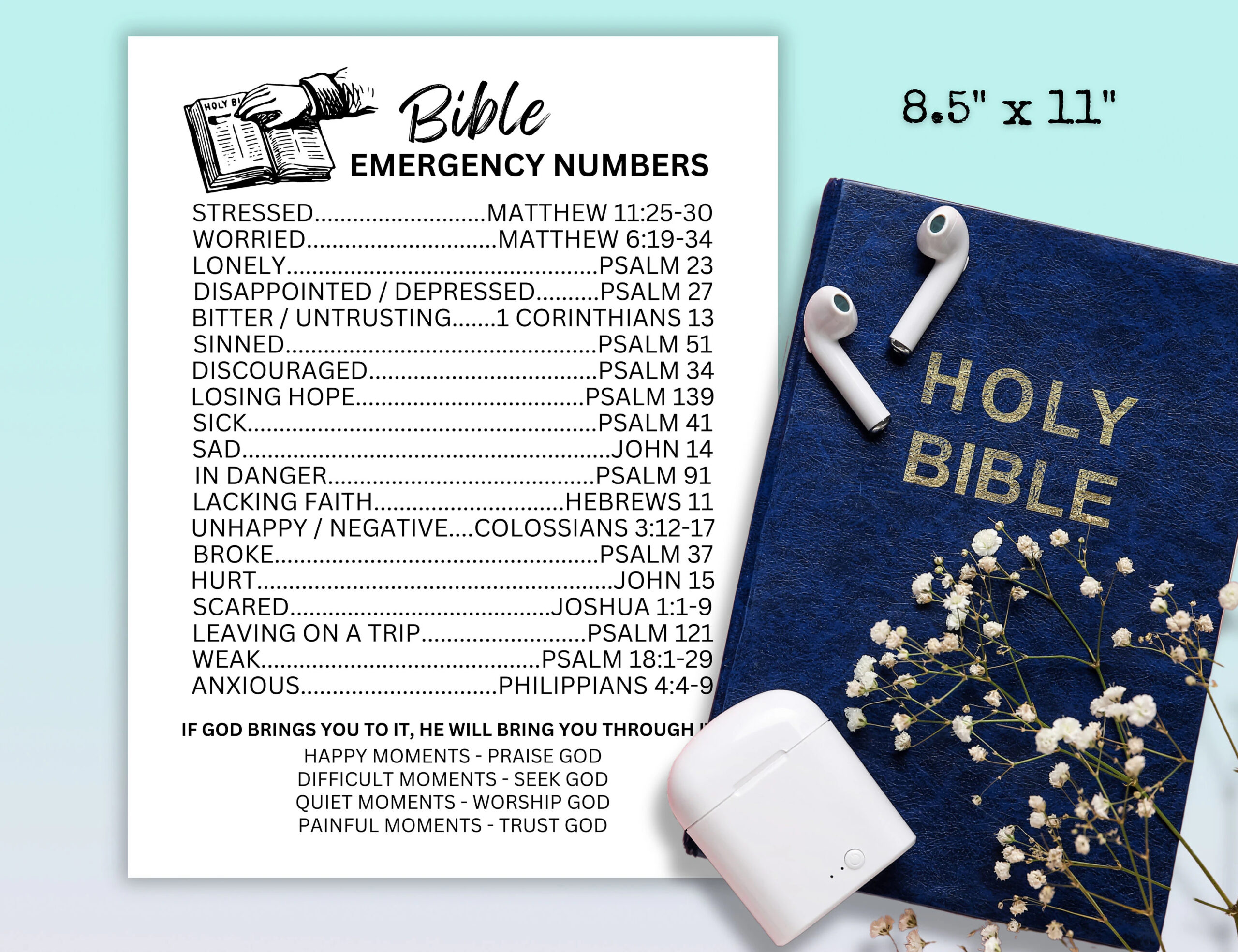 Bible Emergency Numbers Printable Emergency Bible Verses Scripture Emergency Numbers Bible Verse Phone Numbers What To Read In Scripture Etsy