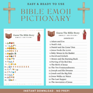 Bible Emoji Pictionary Printable Bible Story Game For Kids Ages 612 Classful