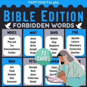 Bible Forbidden Word Game Printable Bible Party Games Christian Bible Study Games For Kids Youth Group Games Sunday School Game Etsy