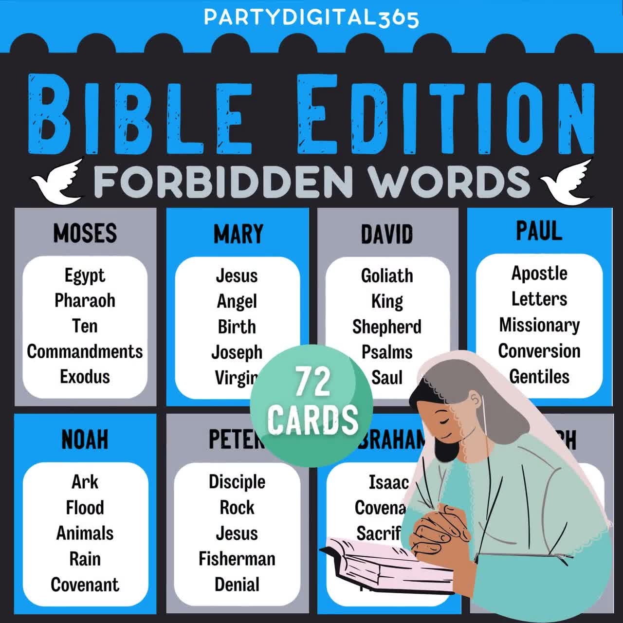 Bible Forbidden Word Game Printable Bible Party Games Christian Bible Study Games For Kids Youth Group Games Sunday School Game Etsy