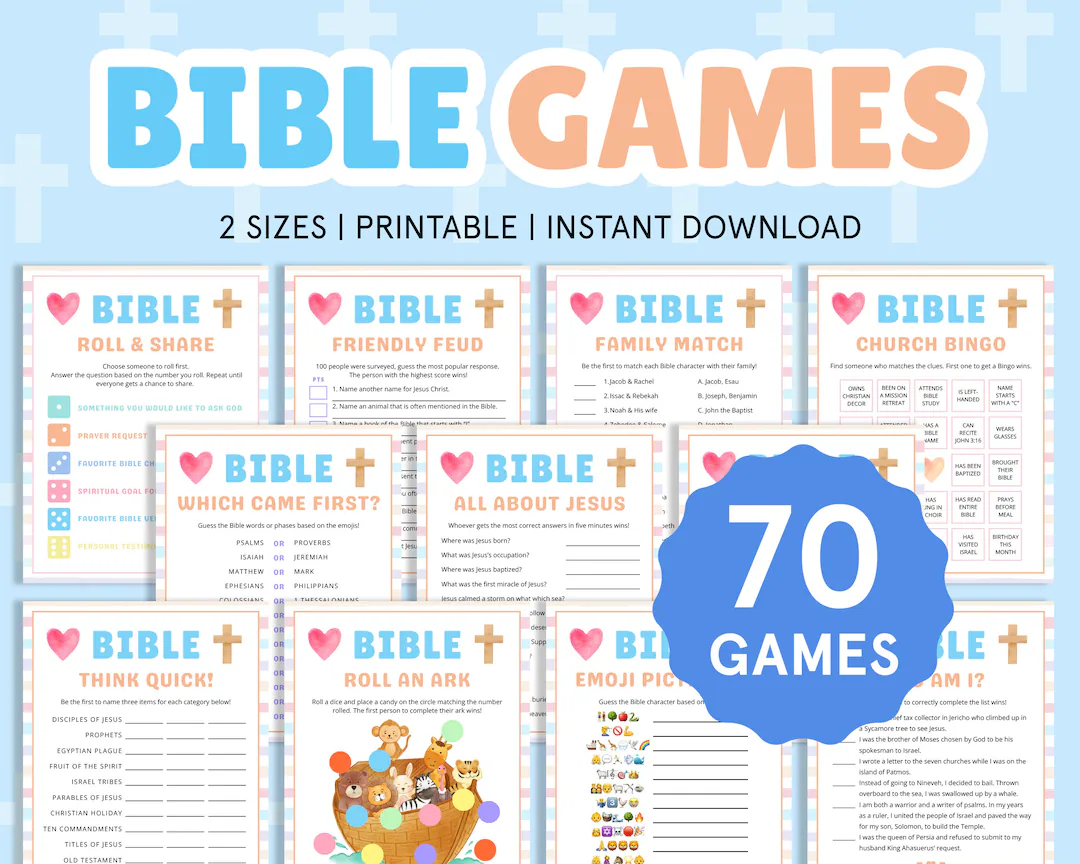 bible game bundle church bible games for kids teens adults christian games kids ministry games sunday school printable church youth group etsy