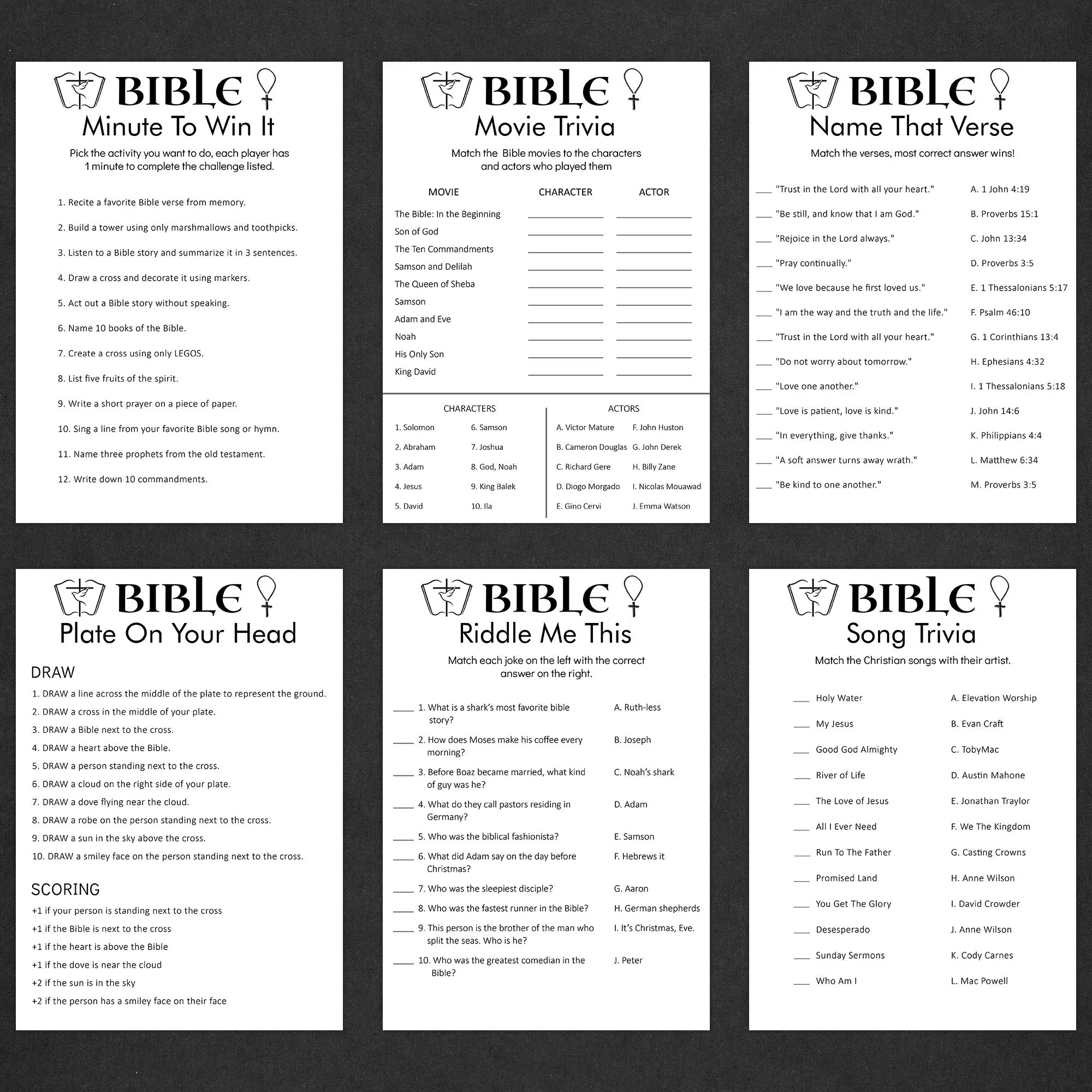 Bible Games Church Game For Adults Christian Youth Group Quiz Bible Party Activities Sunday School Trivia Women Ministry Ideas PRINTABLE Etsy