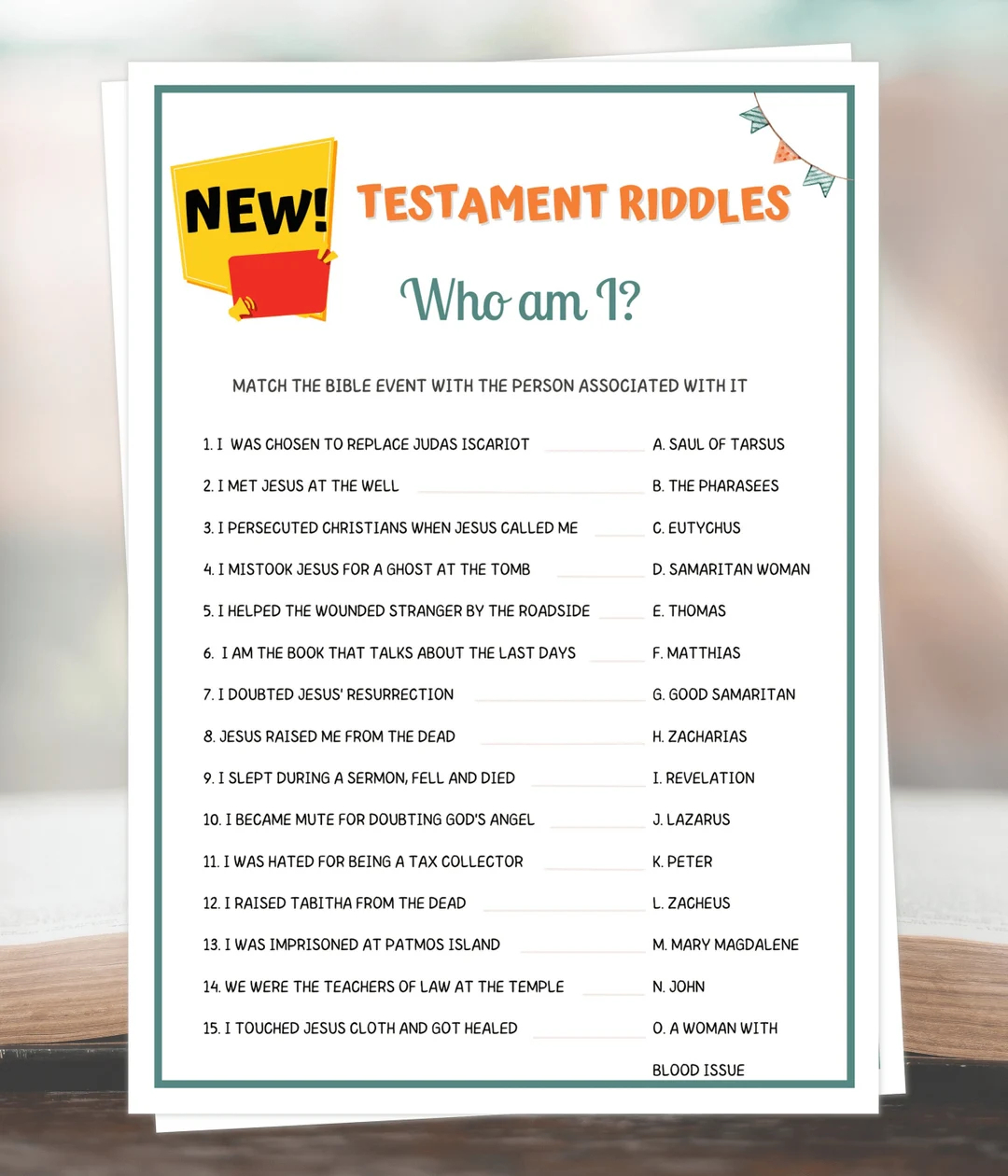 Bible Games New Testament Riddles Bible Games Printable Womens Ministry Game Bible Game For Kids Bible Study Games Sunday School Games Etsy