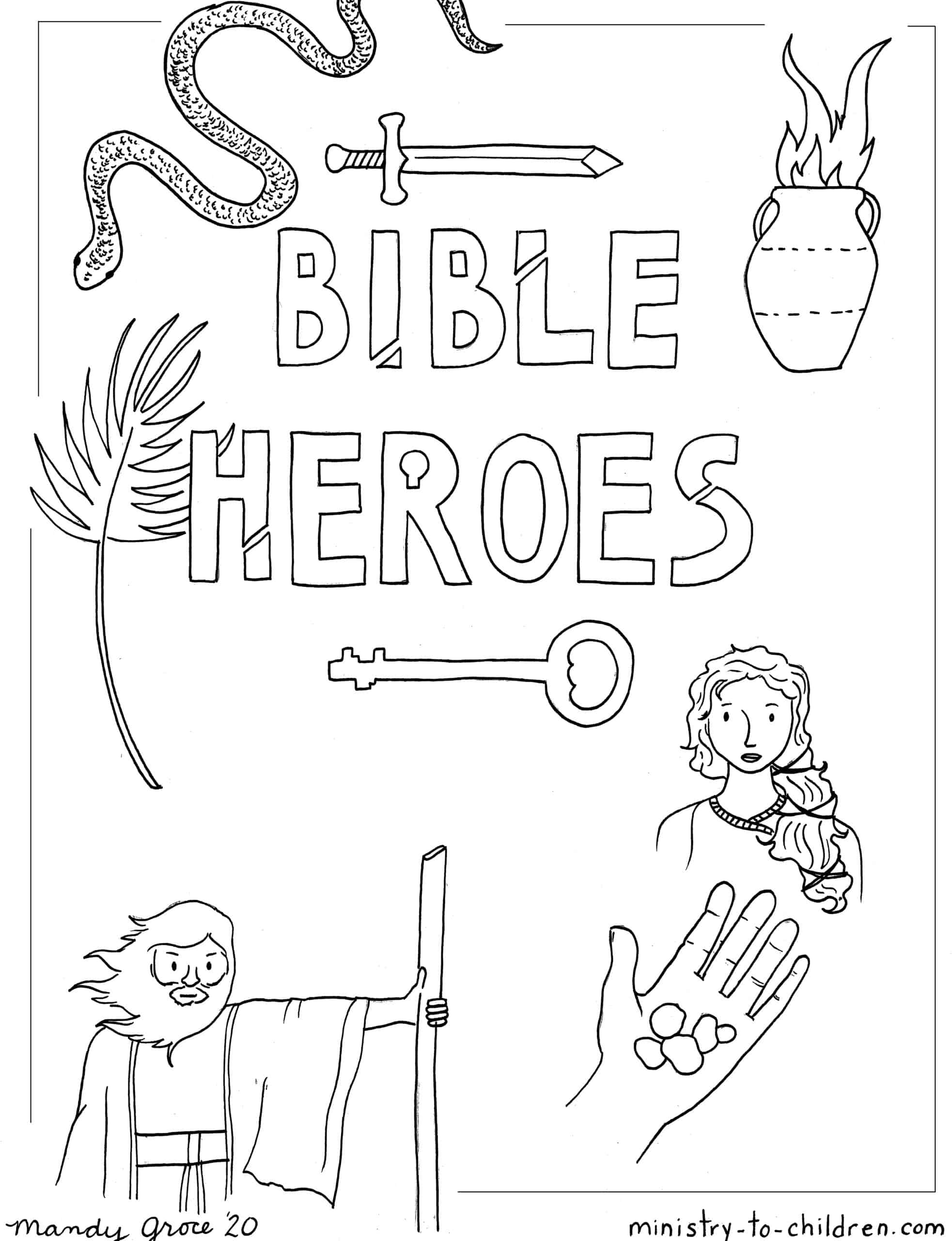 bible heroes coloring page ministry to children