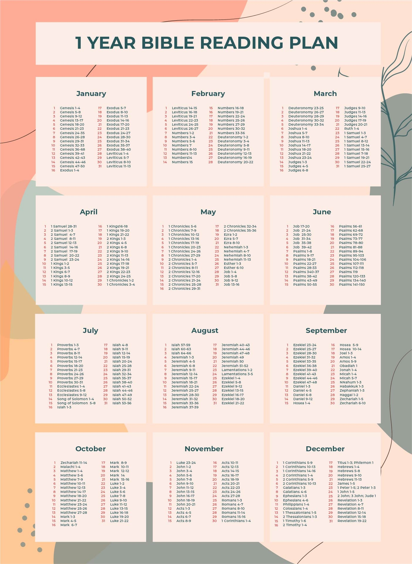 Bible in a Year Free Printable
